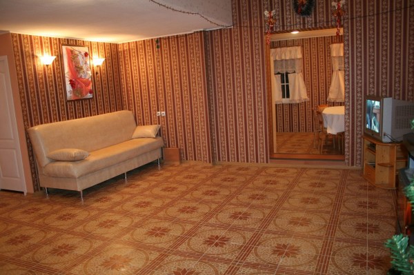 Средний дом, комната с ТВ и камином